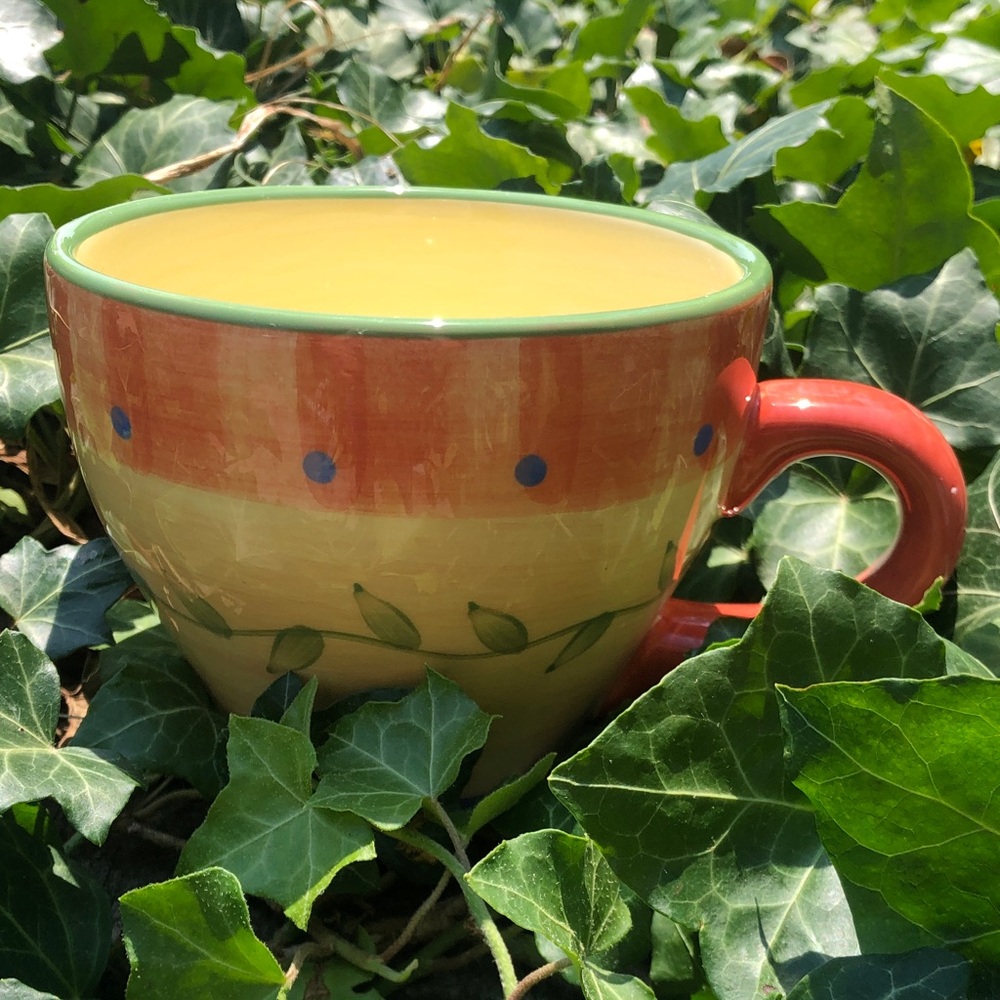 Pfaltzgraff Yellow and Red Polka Dot Ceramic Mug
